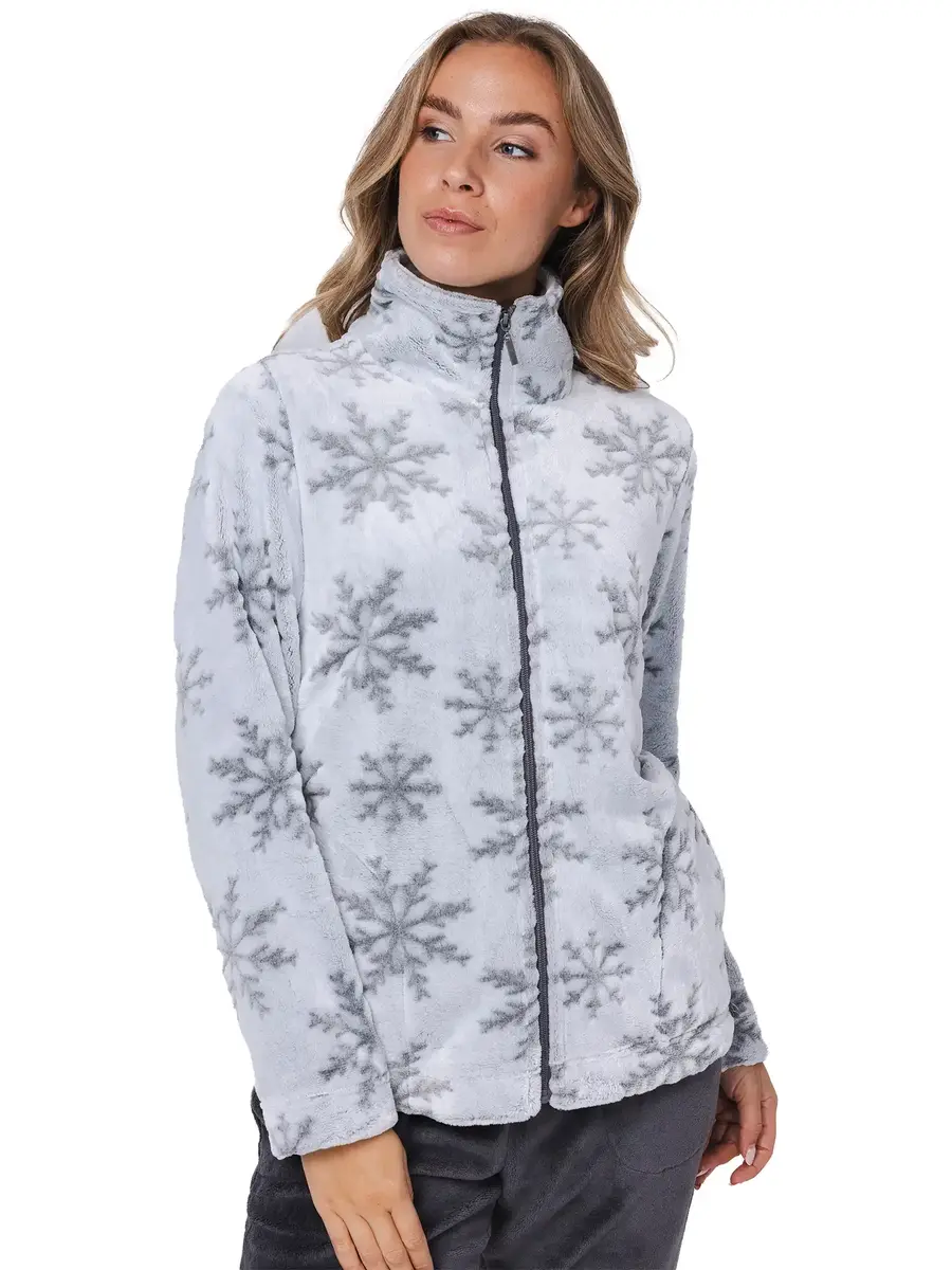 Rebelle Huispak Dames Fleece - Grijs - 2-delig warm winter huispak vrouwen