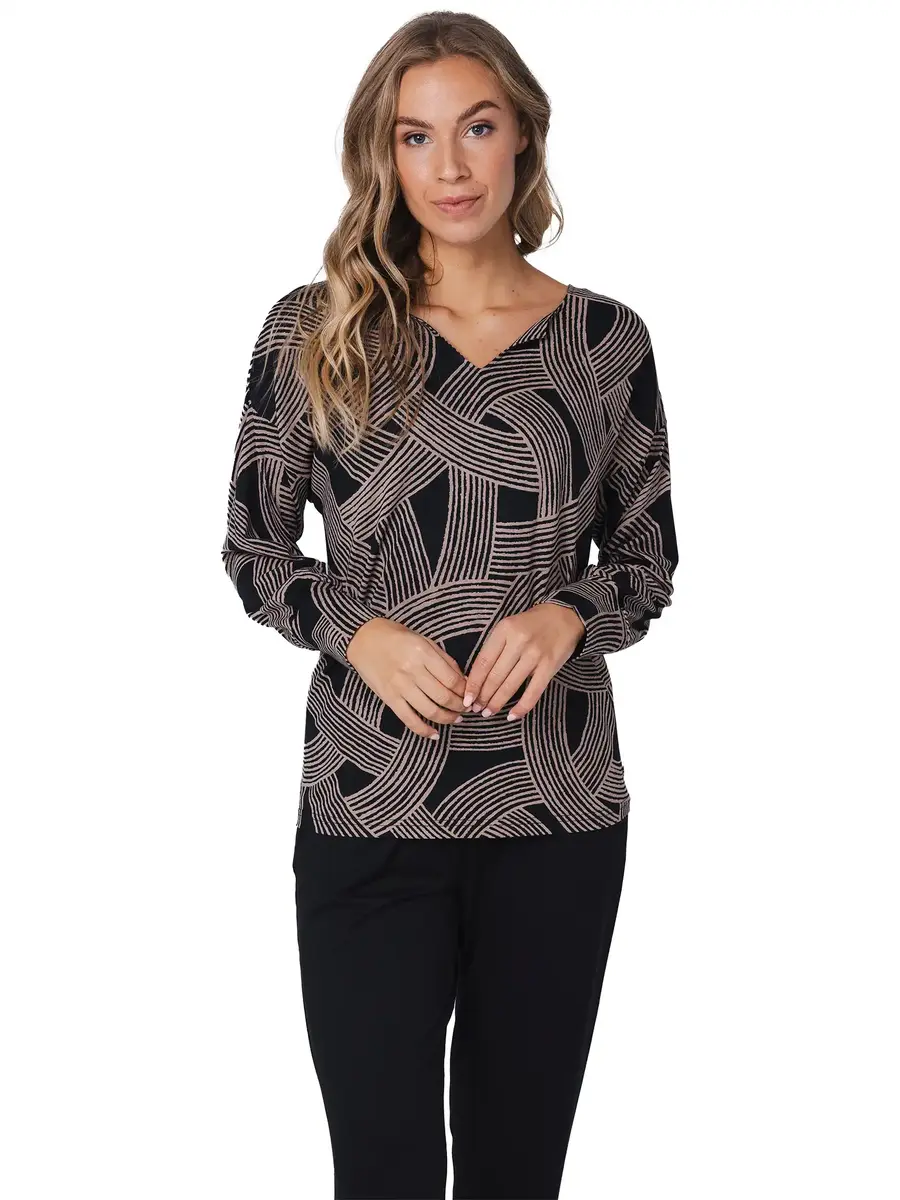 Pastunette dames pyjama lange mouwen - Zwart