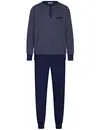 Pastunette Heren katoenen pyjama met lange mouwen - Linear Blauw