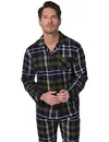 Pastunette Flanellen Heren Pyjama met knoopsluiting  - Donkerblauw