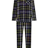 Pastunette Flanellen Heren Pyjama met knoopsluiting  - Donkerblauw