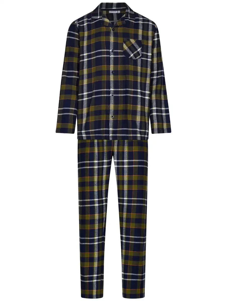 Pastunette Flanellen Heren Pyjama met knoopsluiting  - Donkerblauw
