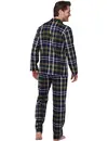 Pastunette Flanellen Heren Pyjama met knoopsluiting  - Donkerblauw