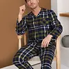 Pastunette Flanellen Heren Pyjama met knoopsluiting  - Donkerblauw