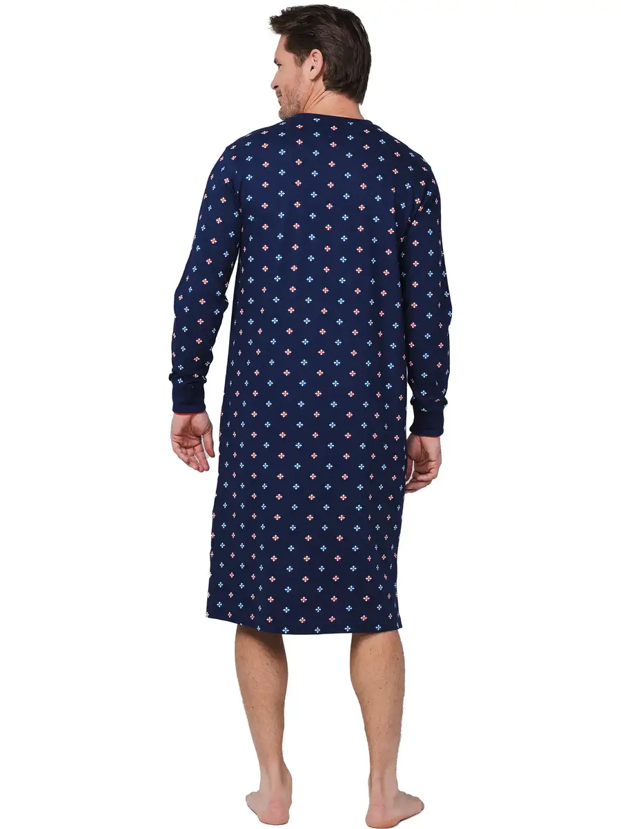 Pastunette Heren Nachthemd - Donkerblauw met print