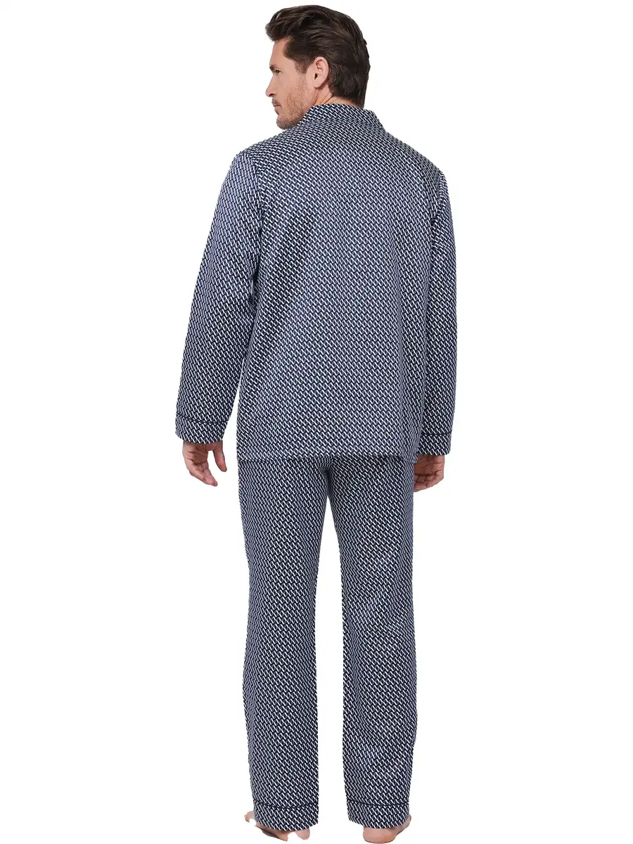 Robson satijnen Heren Pyjama met knoopsluiting  - Donkerblauw