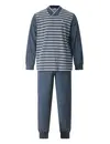Gentlemen Warme heren pyjama badstof - Streep - Winter pyjama met boordjes - Copy