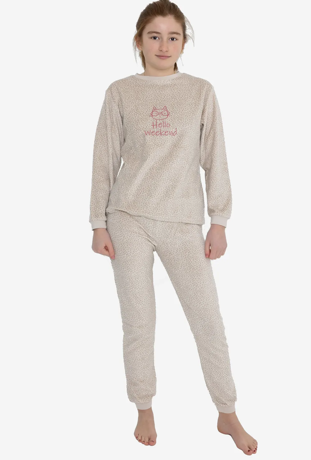 Cocodream velours meisjes pyjama - Hello Weekend