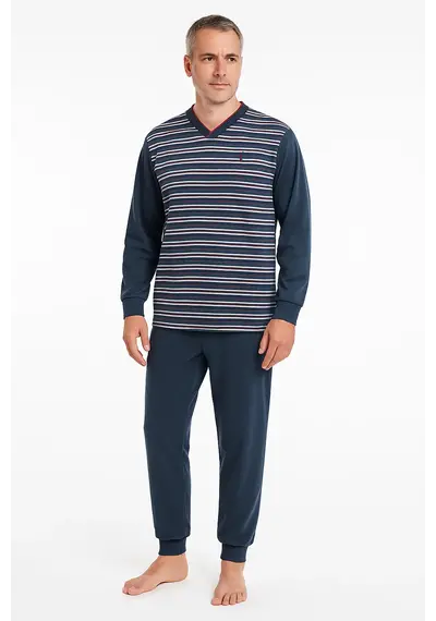 Gentlemen Warme heren pyjama badstof - Streep Gentlemen Warme heren pyjama badstof - Streep