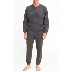 Outfitter Badstof heren pyjama - Winter Stripe - Warme winter pyjama antraciet - Copy Outfitter Badstof heren pyjama - Winter Stripe - Warme winter pyjama antraciet - Copy