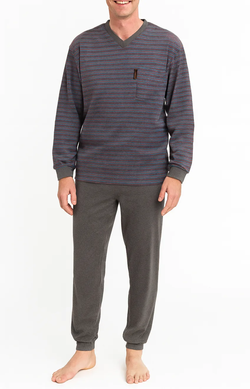 Outfitter Badstof heren pyjama - Winter Stripe Outfitter Badstof heren pyjama - Winter Stripe