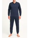 Outfitter Badstof heren pyjama - Winter Stripe - Warme winter pyjama antraciet - Copy