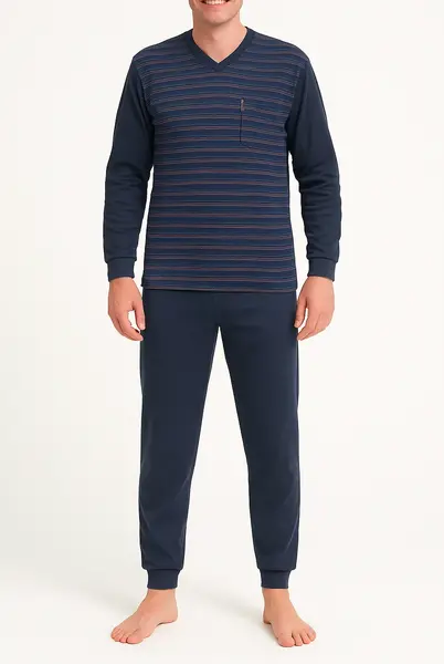 Outfitter Badstof heren pyjama - Winter Stripe - Warme winter pyjama antraciet - Copy Outfitter Badstof heren pyjama - Winter Stripe - Warme winter pyjama antraciet - Copy