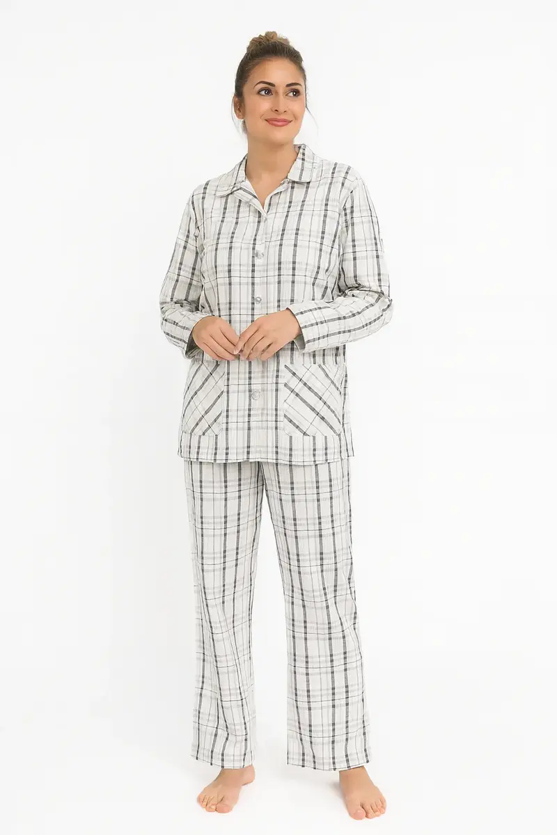 Lunatex flanellen pyjama dames - Ruit