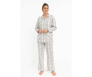 Dames 100% katoen Flanel Pyjama van Lunatex