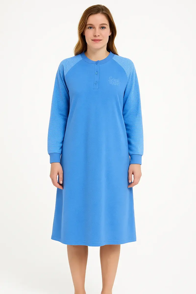 Lunatex badstof dames nachthemd - Classic Winter - Warme nachthemd