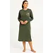 Lunatex dames nachthemd - Warme Dikke Tricot - Leaves - Katoenen dames nachtjapon - Groen