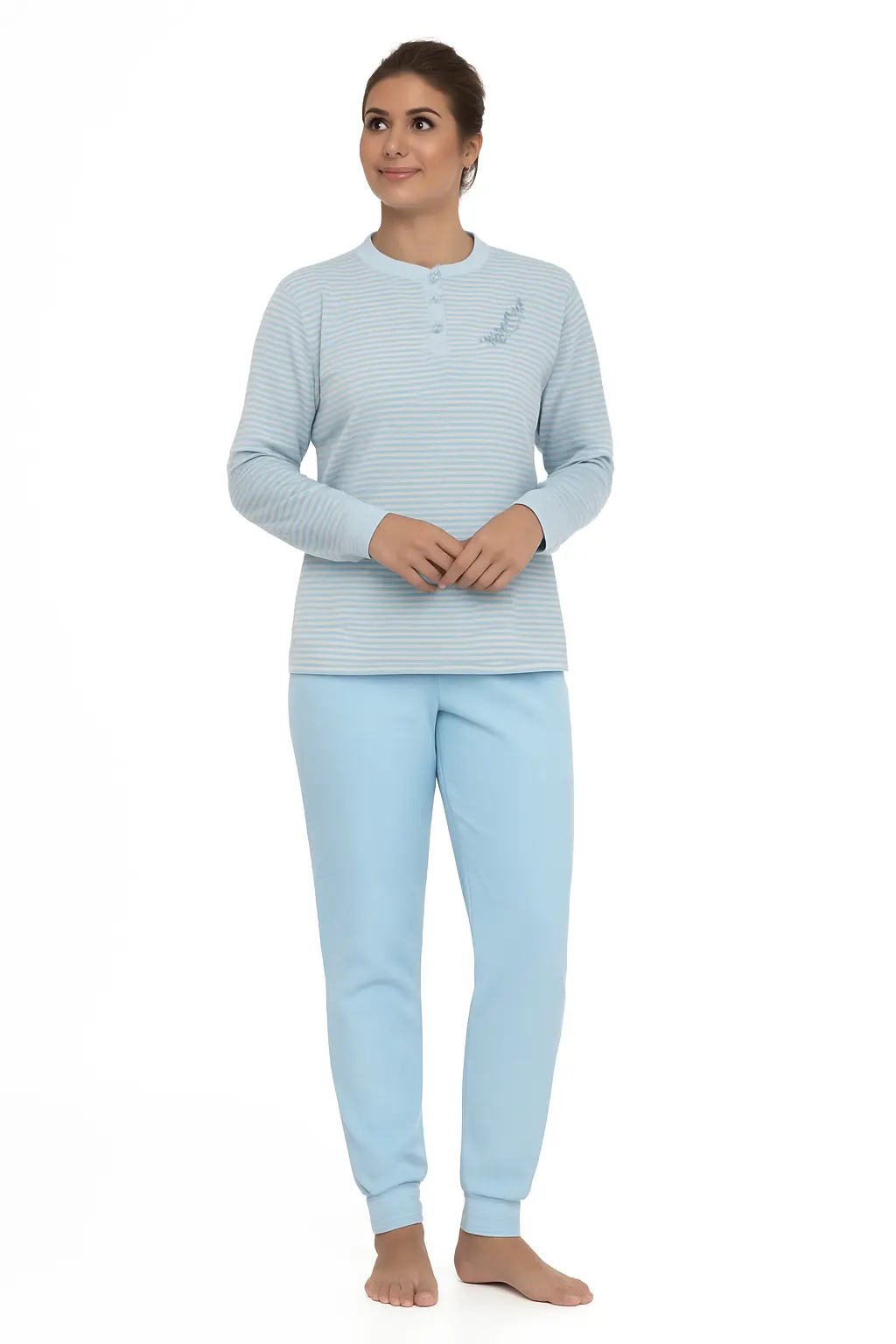 Lunatex badstof dames pyjama - Streep - Warme winter pyjama Lunatex badstof dames pyjama - Streep - Warme winter pyjama