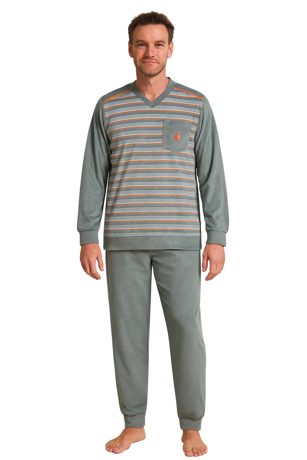 Gentlemen Warme heren pyjama badstof - Green Gentlemen Warme heren pyjama badstof - Green