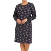 Medaillon dames nachthemd lange mouw - Dark Blue