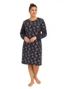 Medaillon dames nachthemd lange mouw - Dark Blue