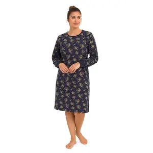 Medaillon dames nachthemd lange mouw - Dark Blue Medaillon dames nachthemd lange mouw - Dark Blue
