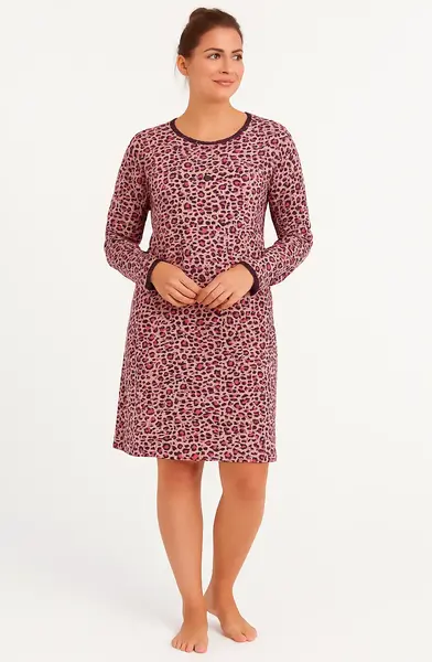 Irresistible dames nachthemd - Pink Panter - Katoen - Lange mouwen - 100% katoenen nachtjapon lange mouw