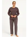 Medaillion katoenen dames pyjama lange mouw - Ton sur ton