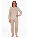 Tenderness dames pyjama - Doorknoop knoopsluiting - Beige