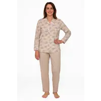 Tenderness dames pyjama - Doorknoop knoopsluiting - Beige Tenderness dames pyjama - Doorknoop knoopsluiting - Beige