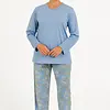 Medaillion katoenen dames pyjama lange mouw - Blue