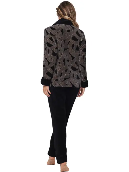 Pastunette Huispak Dames Fleece - zwart pyjama pak met rits - Warm Pastunette Huispak Dames Fleece - zwart pyjama pak met rits - Warm