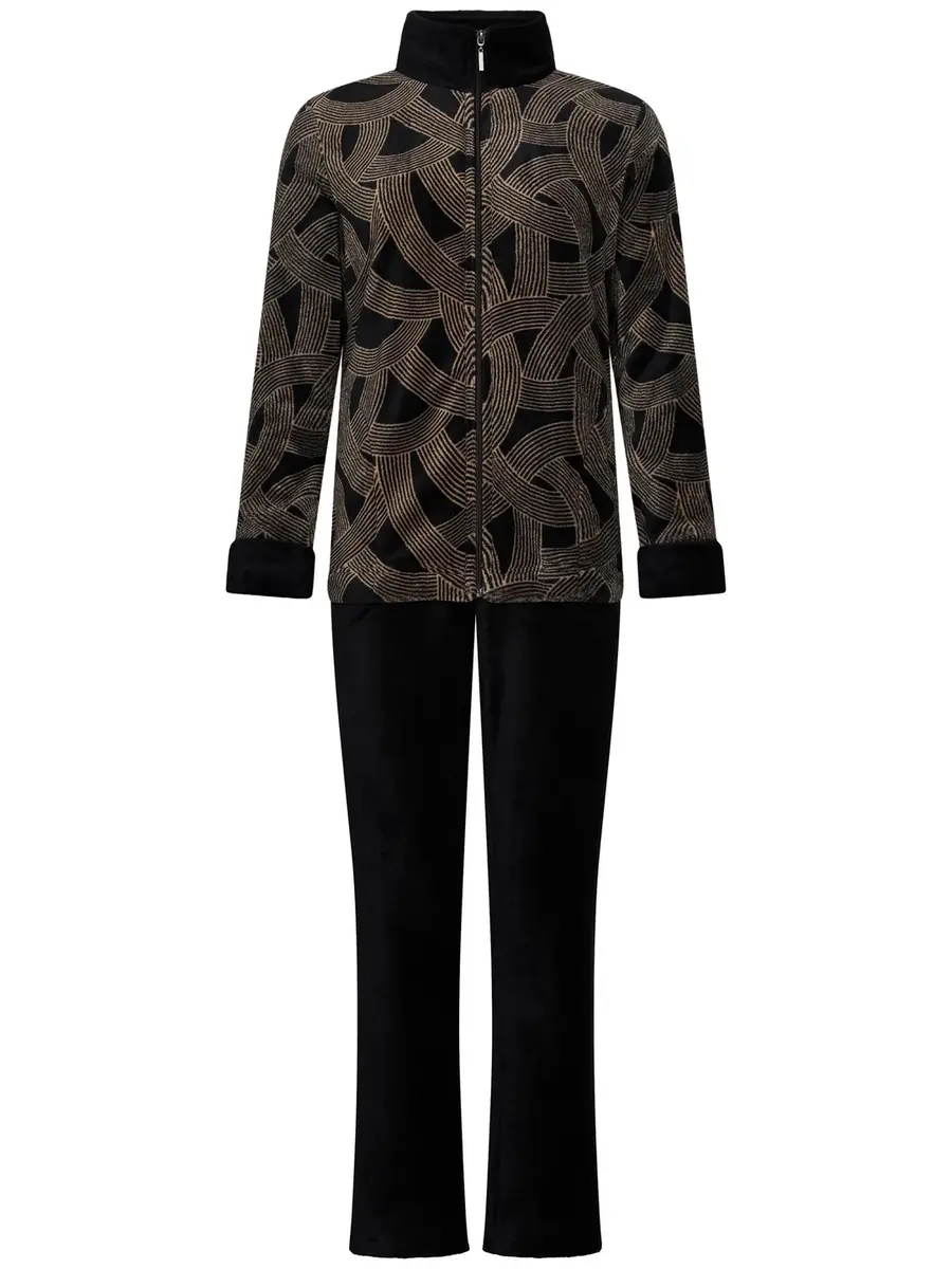 Pastunette Huispak Dames Fleece - zwart pyjama pak met rits - Warm Pastunette Huispak Dames Fleece - zwart pyjama pak met rits - Warm