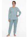 Tenderness dames pyjama Tricot lange mouw - Aqua blue