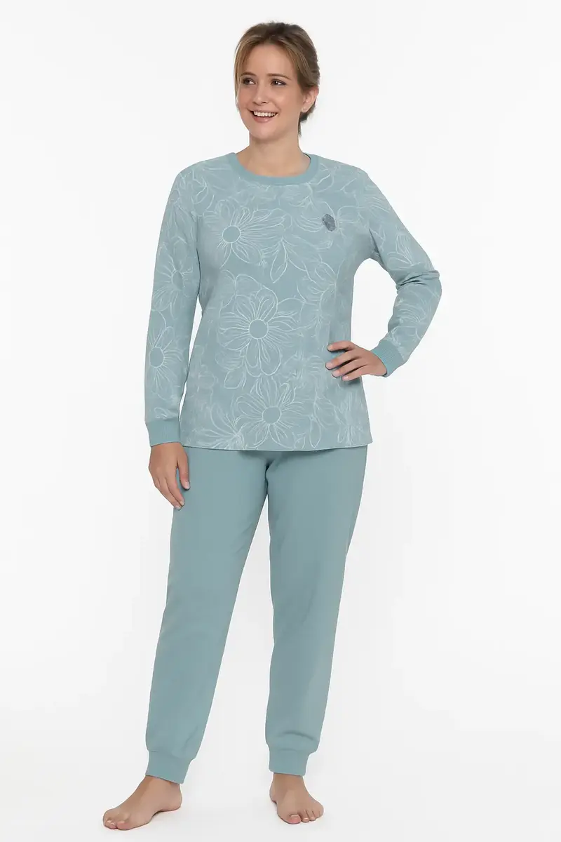 Tenderness dames pyjama Tricot lange mouw - Aqua blue