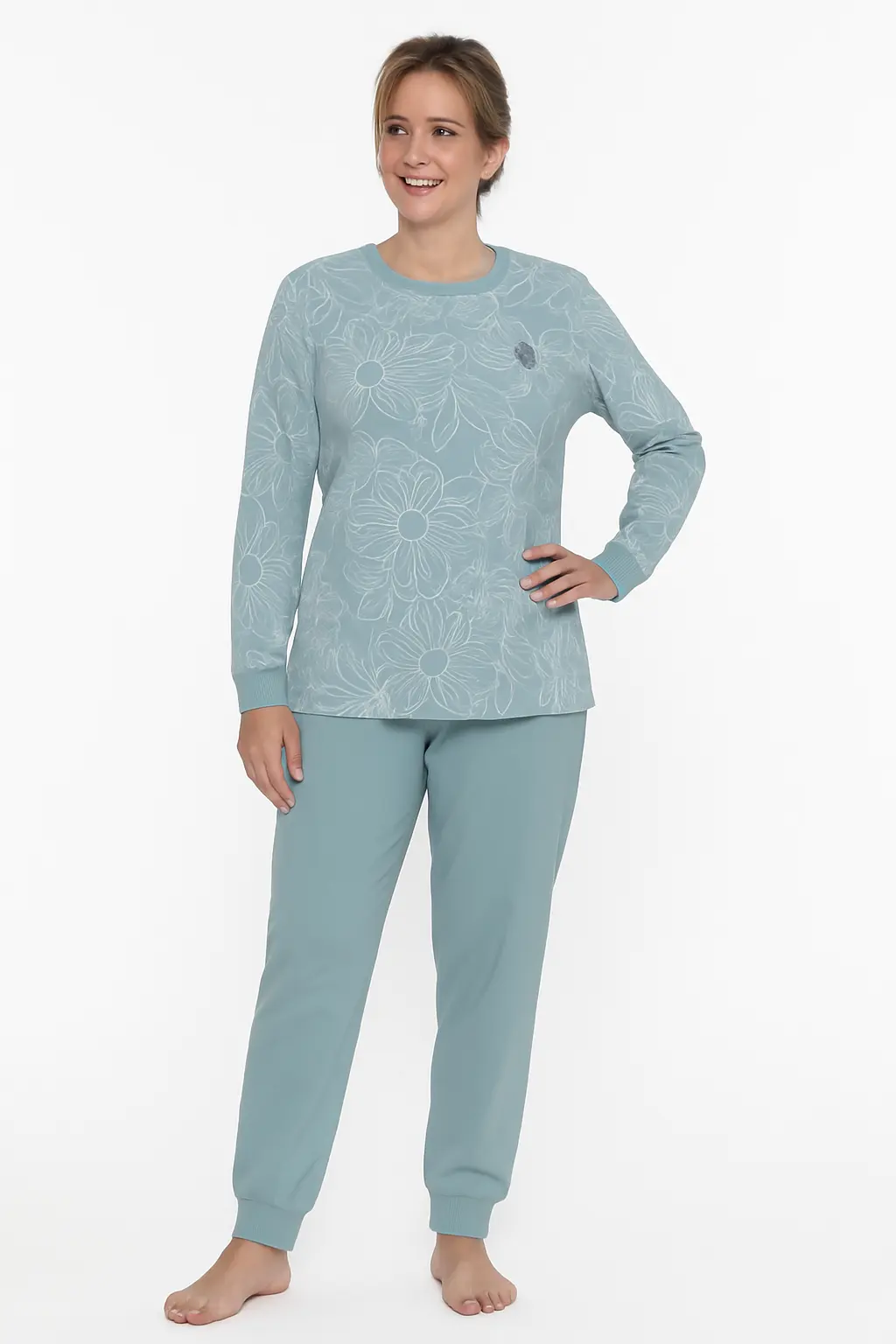 Tenderness dames pyjama Tricot lange mouw - Aqua blue Tenderness dames pyjama Tricot lange mouw - Aqua blue