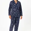 Medaillion dames velours pyjama doorknoop - Winter Flower - Warme zachte pyjama