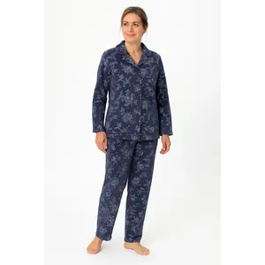 Medaillion dames velours pyjama doorknoop - Winter Flower - Warme zachte pyjama Medaillion dames velours pyjama doorknoop - Winter Flower - Warme zachte pyjama