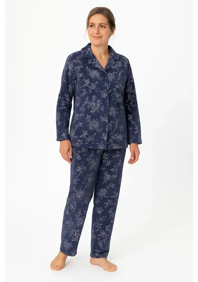 Medaillion dames velours pyjama doorknoop - Winter Flower Medaillion dames velours pyjama doorknoop - Winter Flower