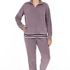 Irresistible dames huispak velours- Lila stripe - Warm 2-delig huispak  - Copy