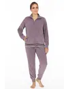 Irresistible dames huispak velours- Lila stripe - Warm 2-delig huispak  - Copy