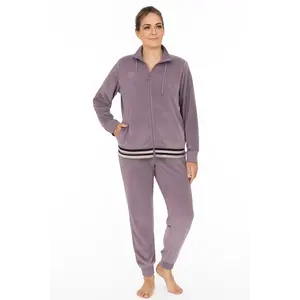 Irresistible dames huispak velours- Lila stripe - Warm 2-delig huispak  - Copy Irresistible dames huispak velours- Lila stripe - Warm 2-delig huispak  - Copy