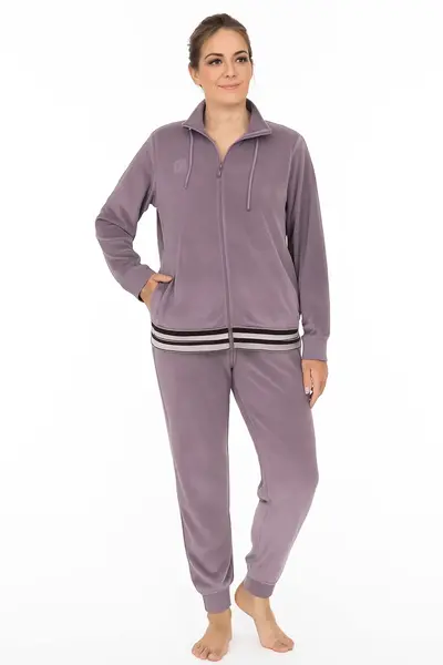 Irresistible dames huispak velours- Lila stripe - Warm 2-delig huispak  - Copy