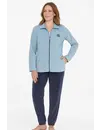 Medaillion dames huispak Velours - Chique Blue - Warm winter 2-delig huispak - lounge pak dames - Copy