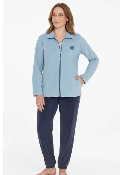Medaillion dames huispak Velours - Chique Blue Medaillion dames huispak Velours - Chique Blue