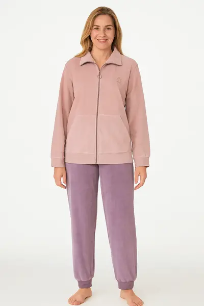 Tenderness dames huispak Velours - Winter pink - Warm winter 2-delig huispak - lounge pak dames - Copy