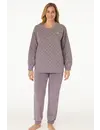 Tenderness dames pyjama Velours - Lila Flower - Warme winter pyjama - Teddy