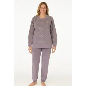 Tenderness dames pyjama Velours - Lila Flower - Warme winter pyjama - Teddy Tenderness dames pyjama Velours - Lila Flower - Warme winter pyjama - Teddy