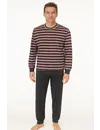 M.E.Q. Heren pyjama lange mouwen katoen - Grey stripe