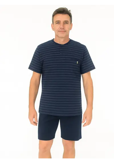Paul Hopkins Heren shortama Knoopsluiting - Katoen - Donkerblauw Paul Hopkins Heren shortama Knoopsluiting - Katoen - Donkerblauw